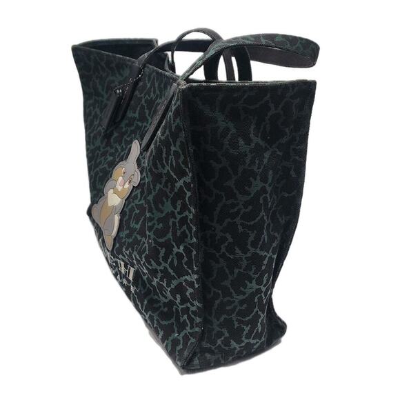 Disney's X Coach Bambi Thumper Large Tote Bag Green & Black Handbag $598.00 - Picture 5 of 12
